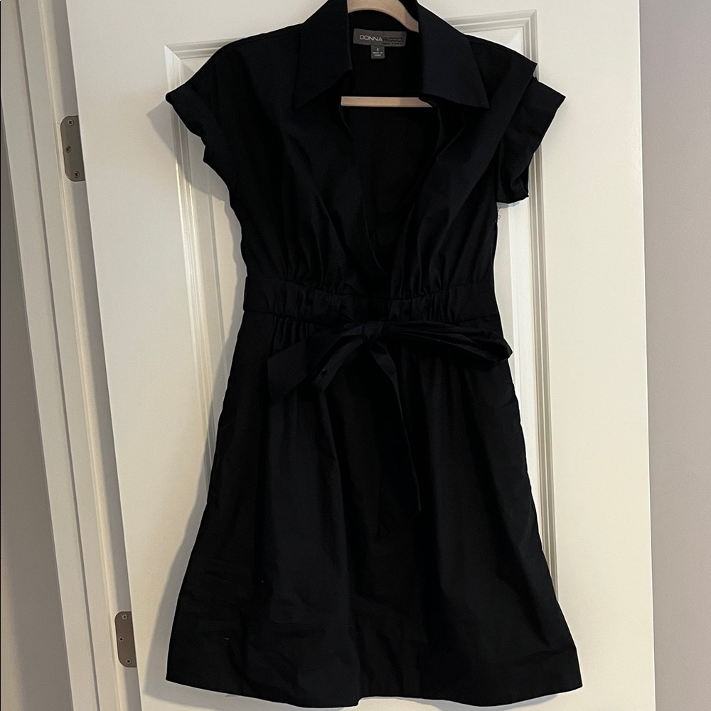 Donna Karan Black Mini Dress with Cap Sleeves Small